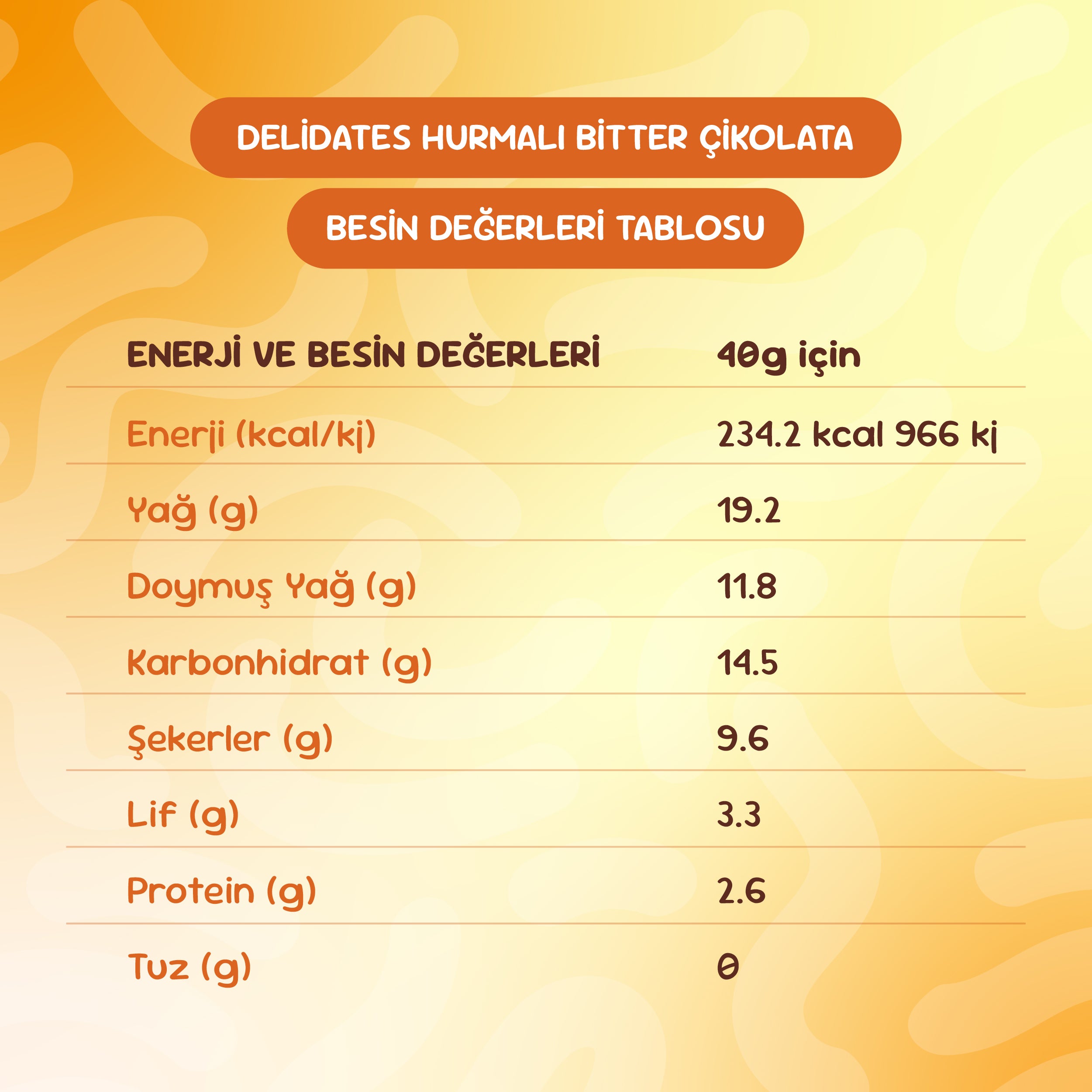 Delidates Portakallı Hurmalı Bitter Çikolata
