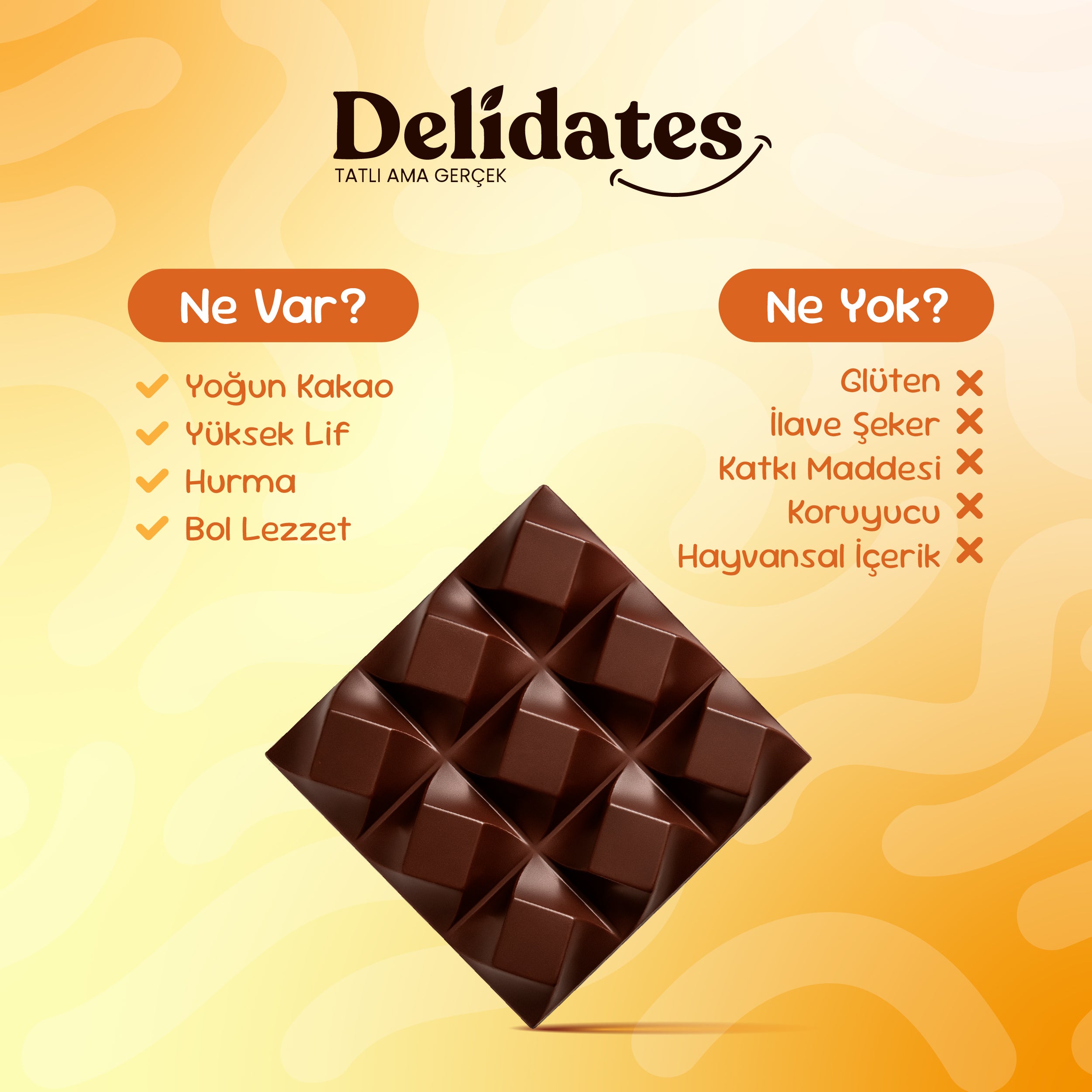 Delidates Portakallı Hurmalı Bitter Çikolata