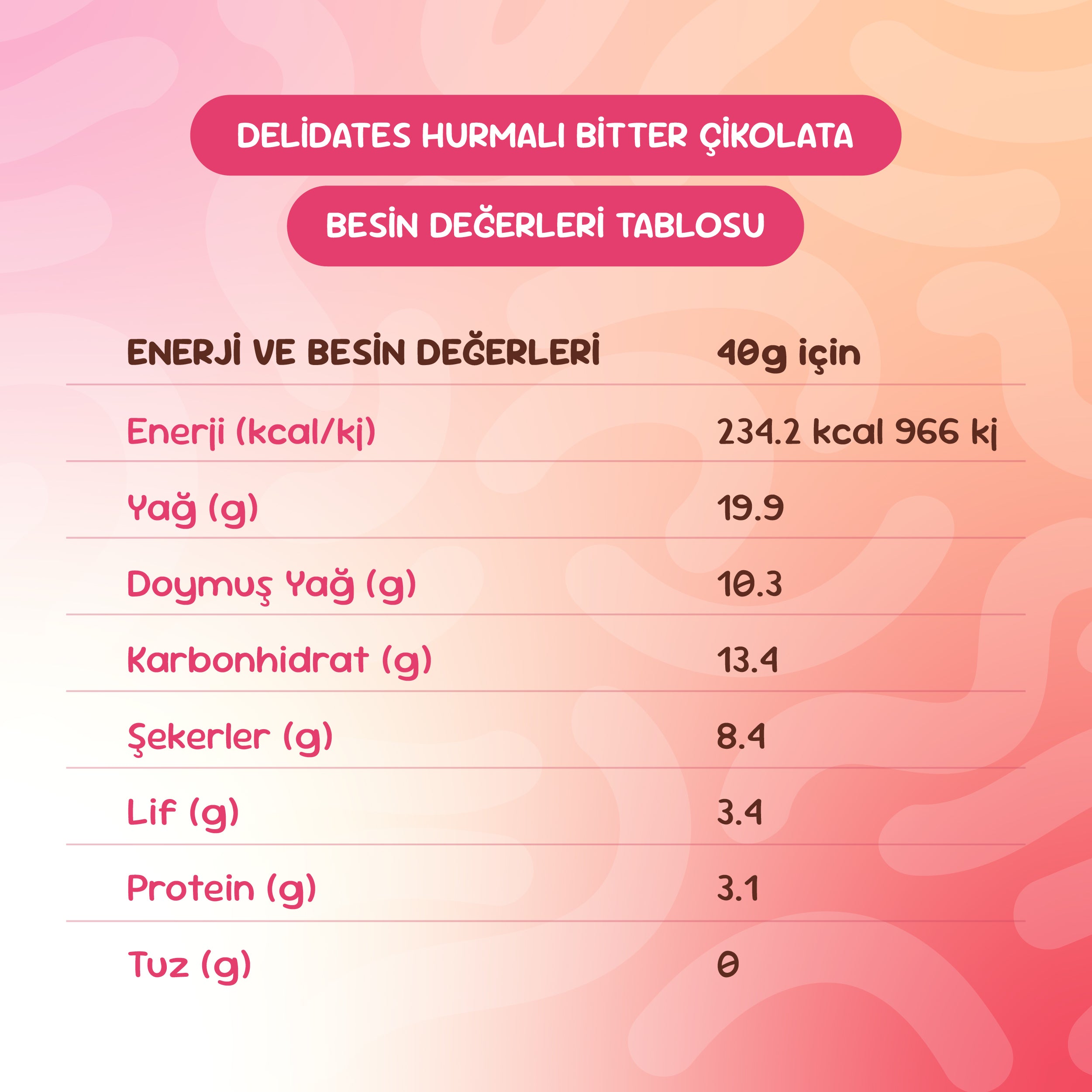 Delidates Fındıklı Hurmalı Bitter Çikolata