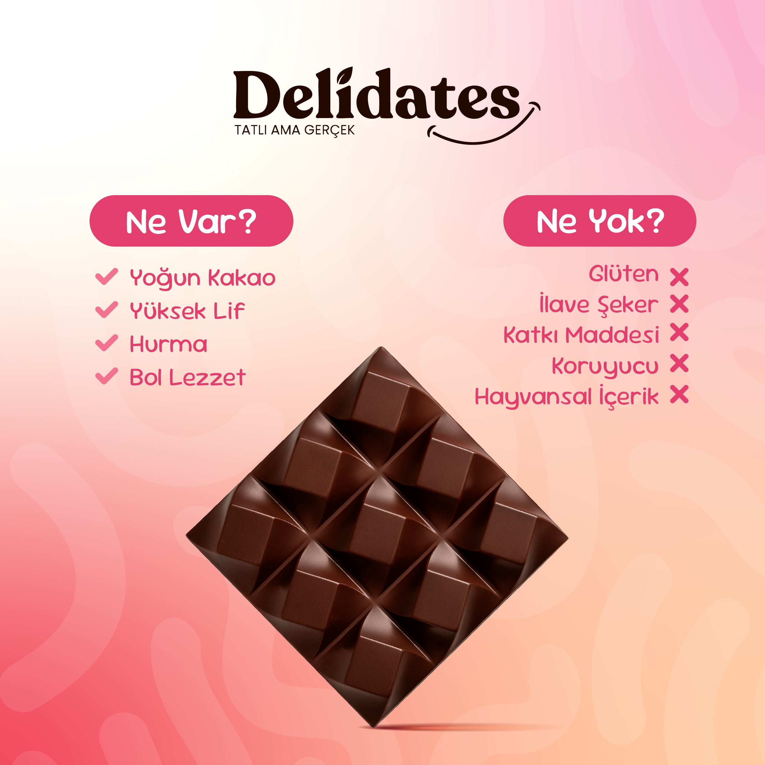 Delidates Fındıklı Hurmalı Bitter Çikolata