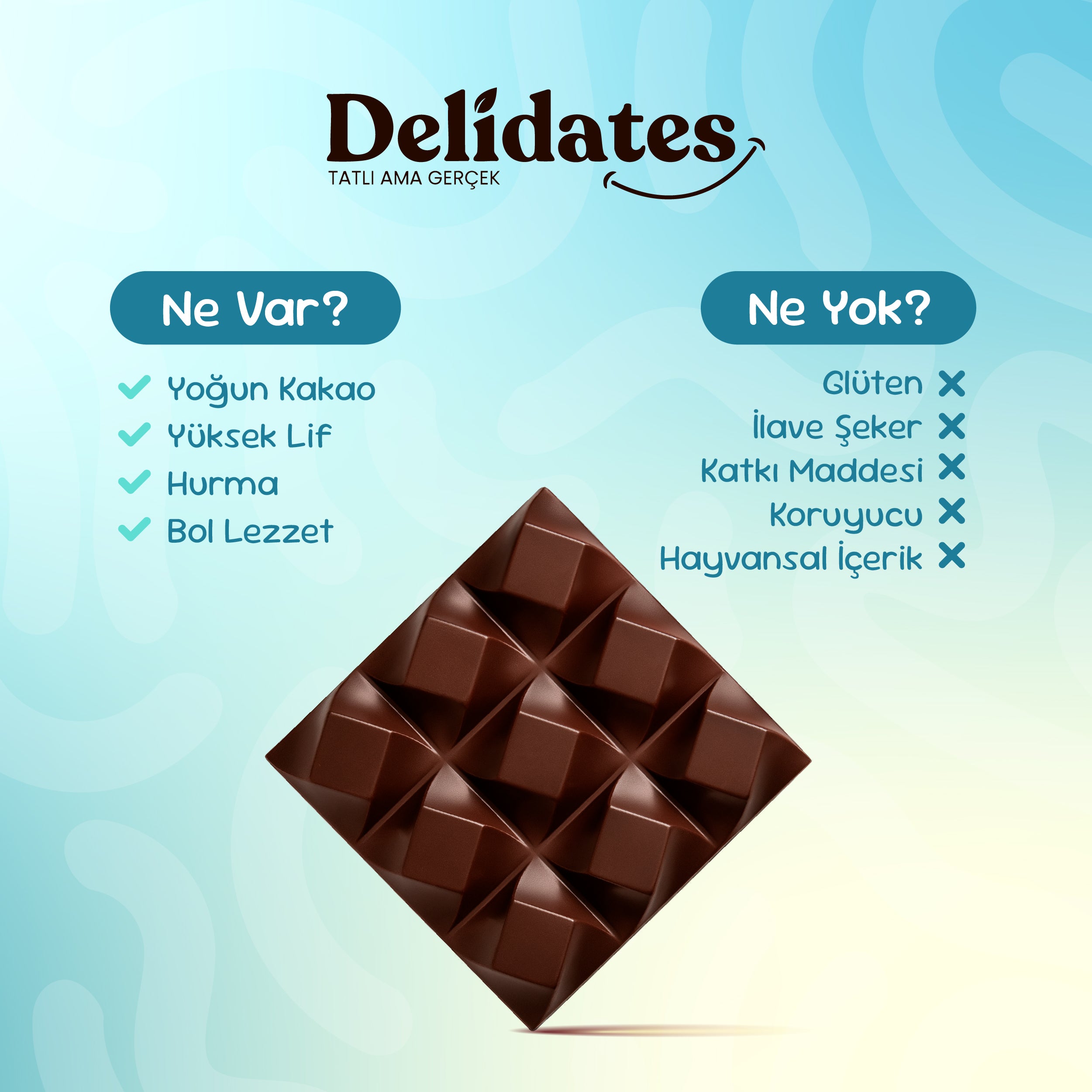 Delidates Bademli & Deniz Tuzlu Hurmalı Bitter Çikolata