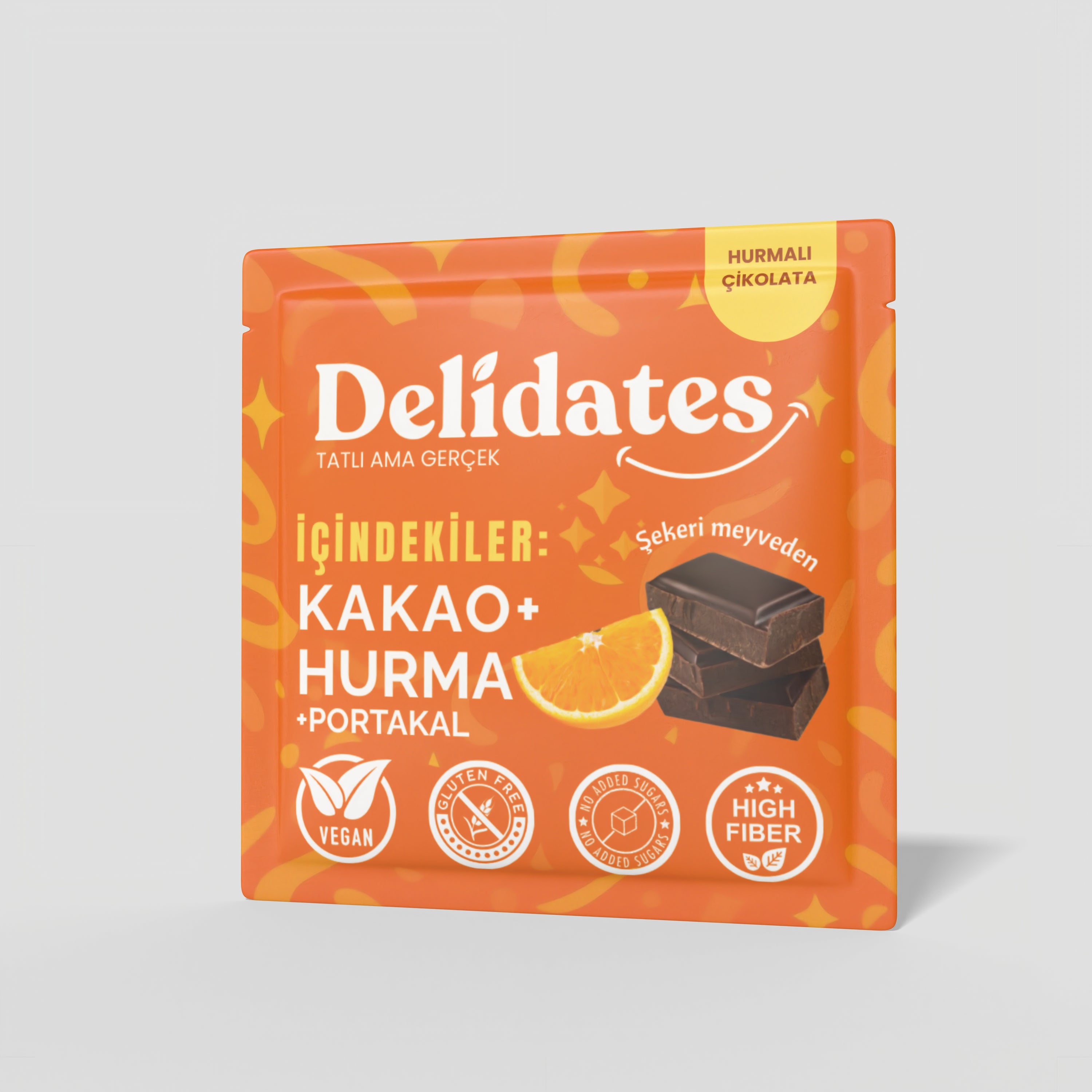 Delidates Portakallı Hurmalı Bitter Çikolata