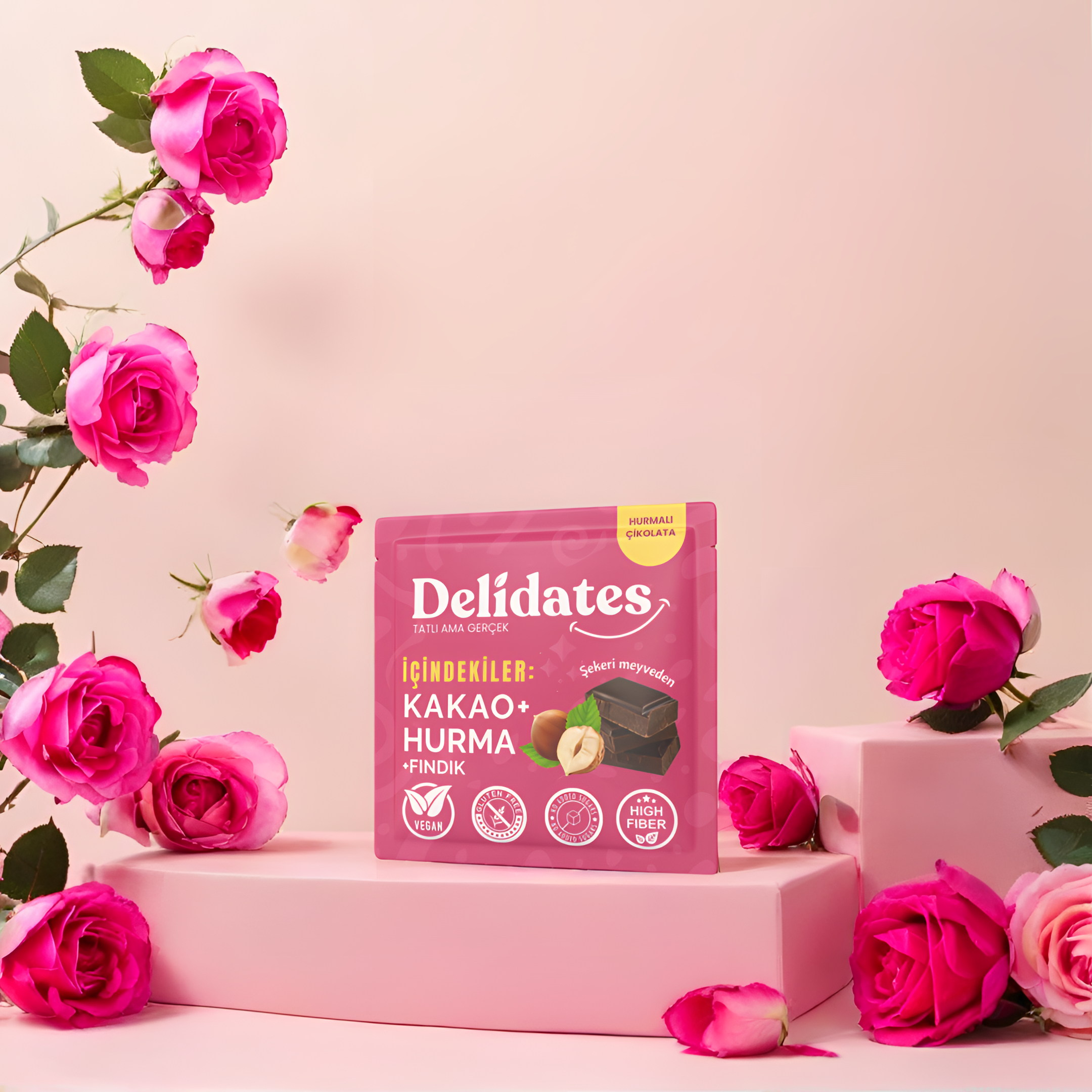 Delidates Fındıklı Hurmalı Bitter Çikolata