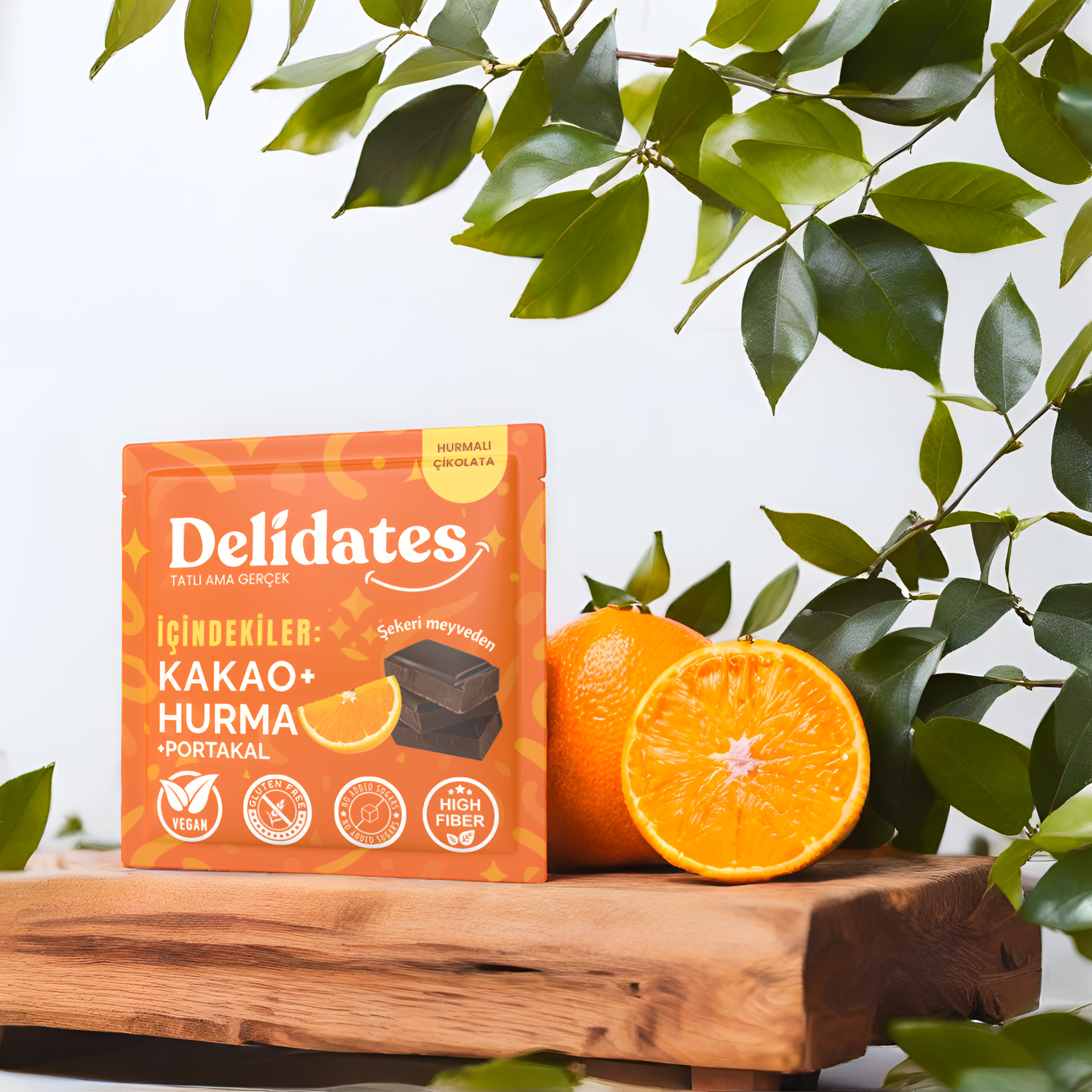 Delidates Portakallı Hurmalı Bitter Çikolata